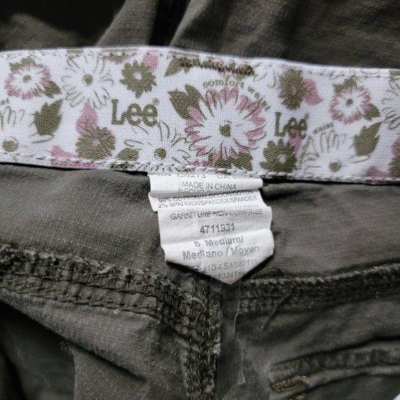 Lee Olive Green Khaki Drawstring Bermuda Shorts Size 8 - Picture 12 of 12